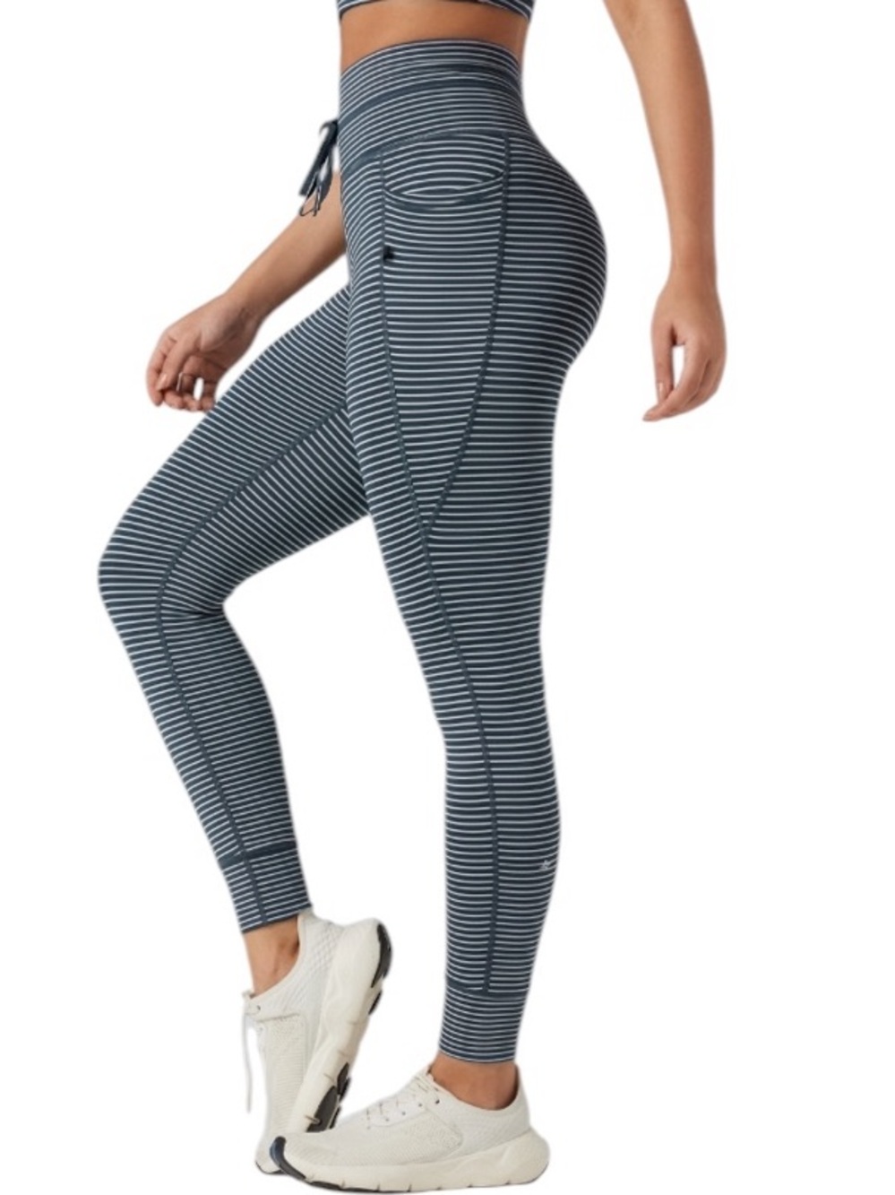 **NWT** HALARA (7/8) High-Waist Striped  Yoga Leggings w/Pockets